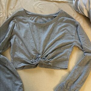 Gray Knotted Long Sleeve Top